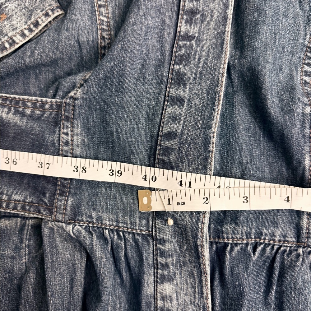 eShakti NEW Custom Shirtdress. Blue Denim,Pleated Pocketed Skirt, Sash, Sz 16W - Picture 6 of 16